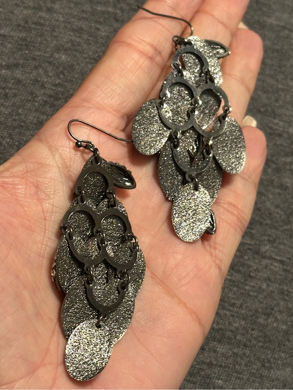 Sparkling Beautiful Silver Crystal Accent Cascading Disc Drop Earrings - Picture 6 of 7